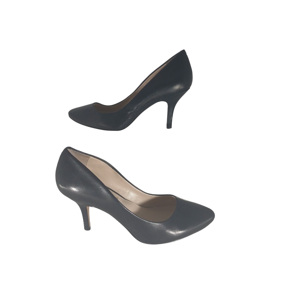INC International Concepts Zitah Pumps 6.5 Black Leather Pointed Toe Stiletto